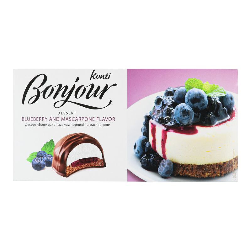 Десерт Бонжур Конті зі смаком чорниці та маскарпоне 232г